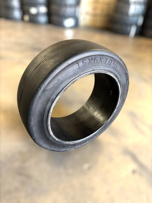 16x6x10.5 (16x6x10 ½) Press On Cushion Forklift Tire Solid Rubber