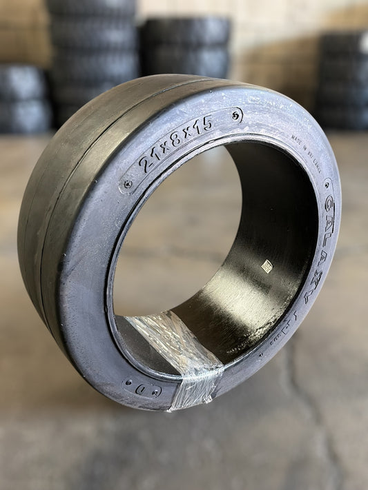 21x8x15 Press On Cushion Forklift Tire Solid Rubber