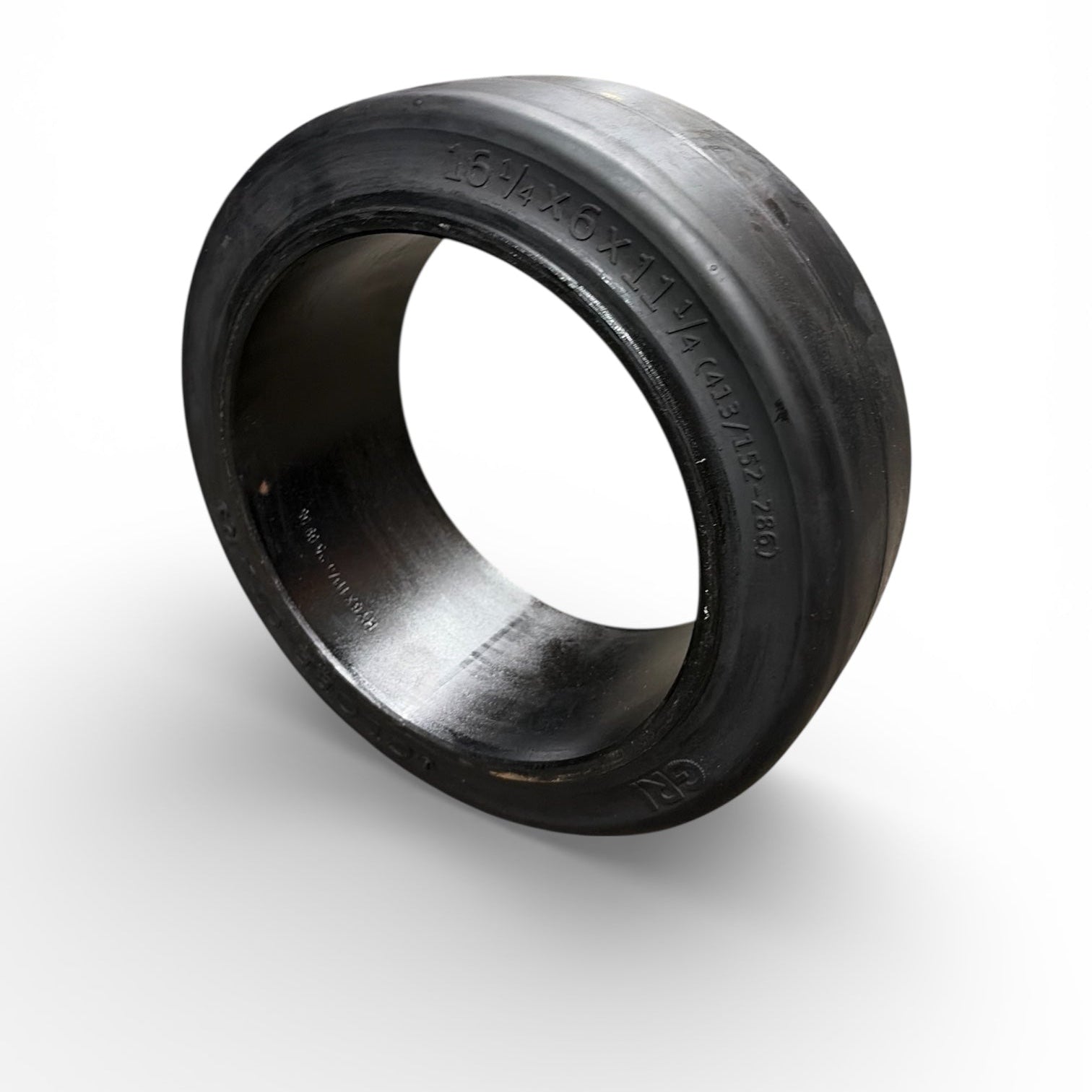 Black rubber tire inner liner on a white background