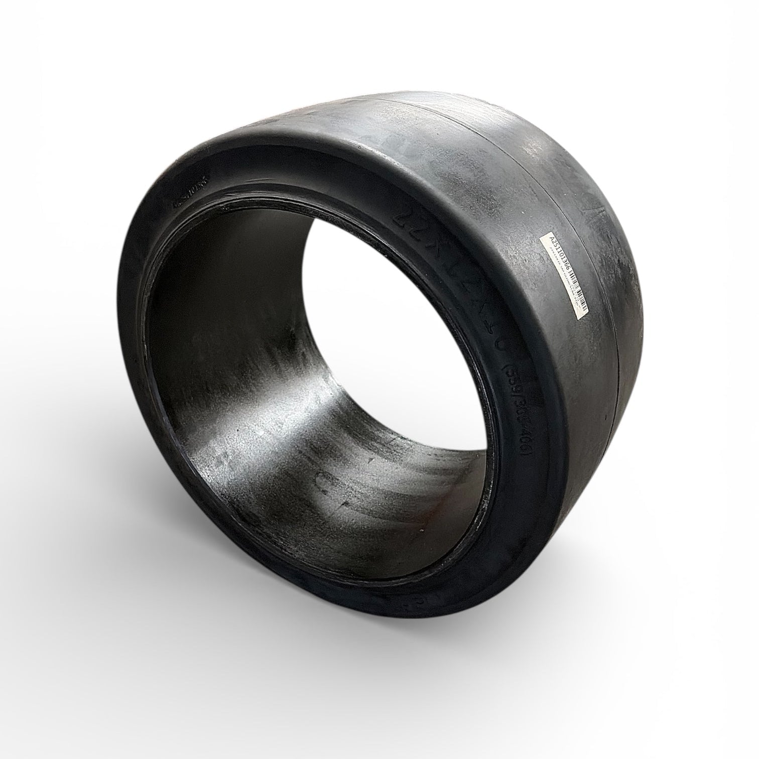 Black forklift rubber tire bushing on a white background