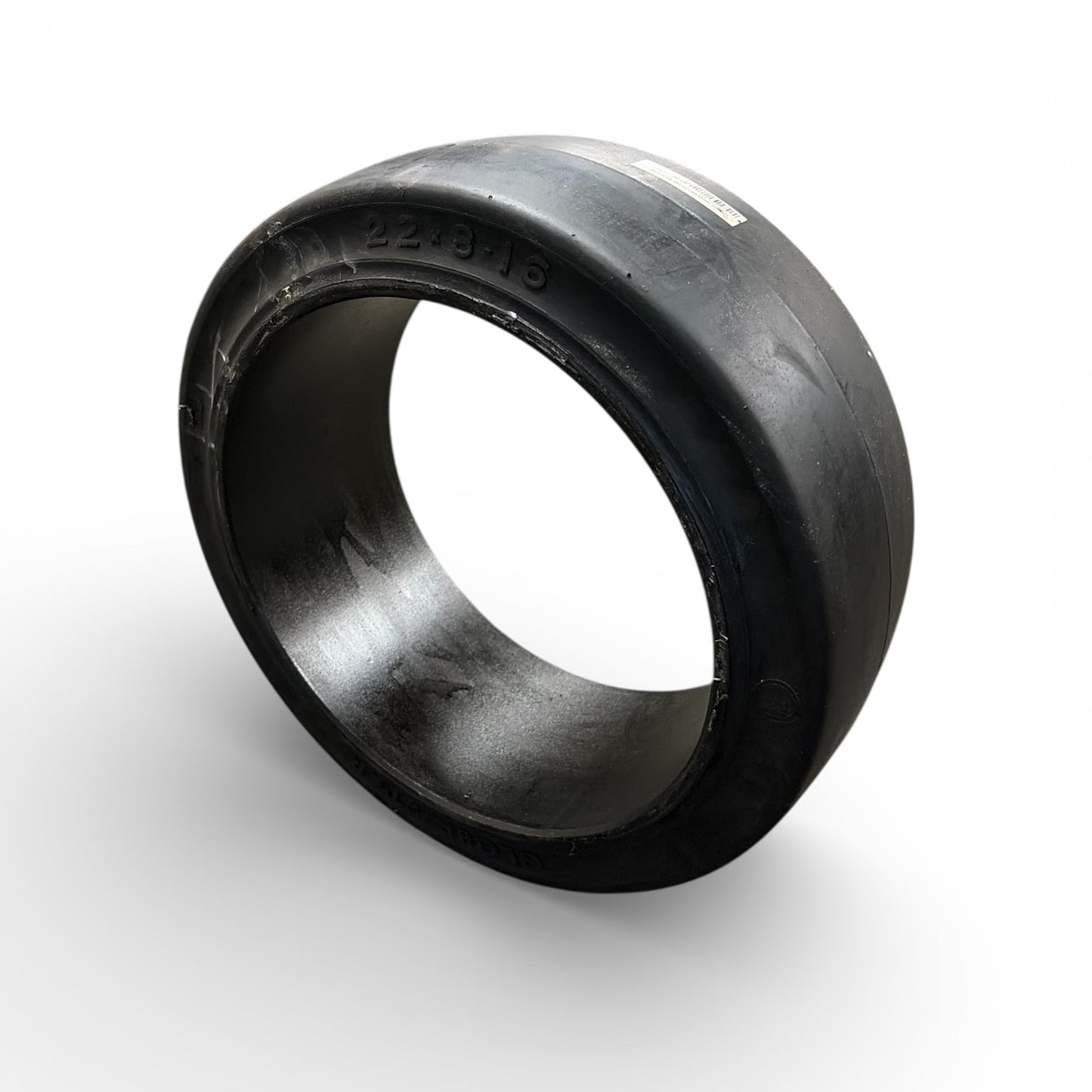Black forklift tire rubber ring on a white background
