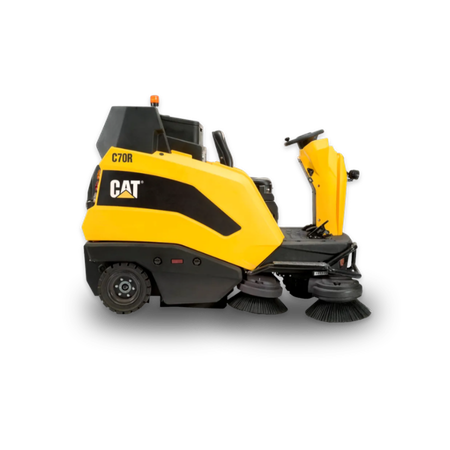 Yellow and black Caterpillar c70r machine on a white background